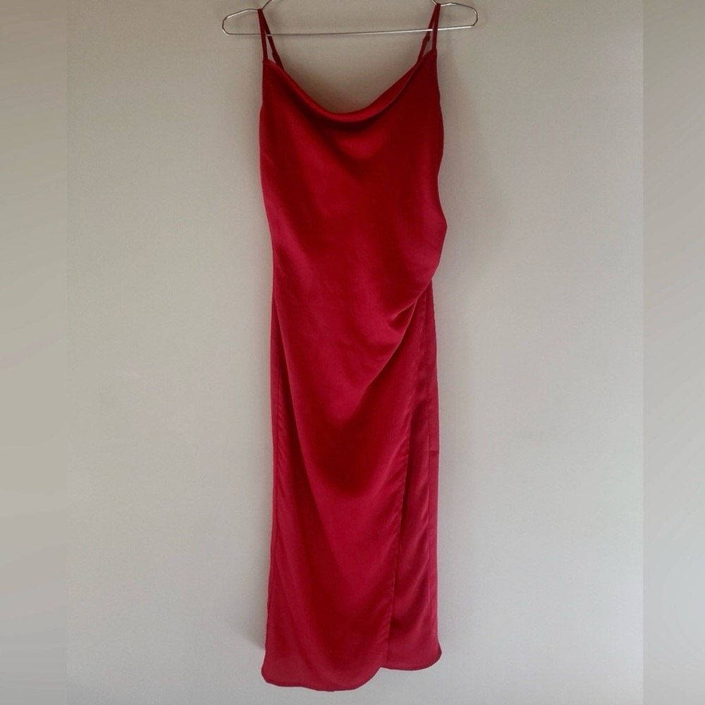 Red Satin Midi Dress- NEW